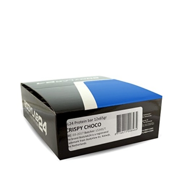 Bodylab24 Protein Bar Crispy Schoko , Proteinriegel 12x65g - 